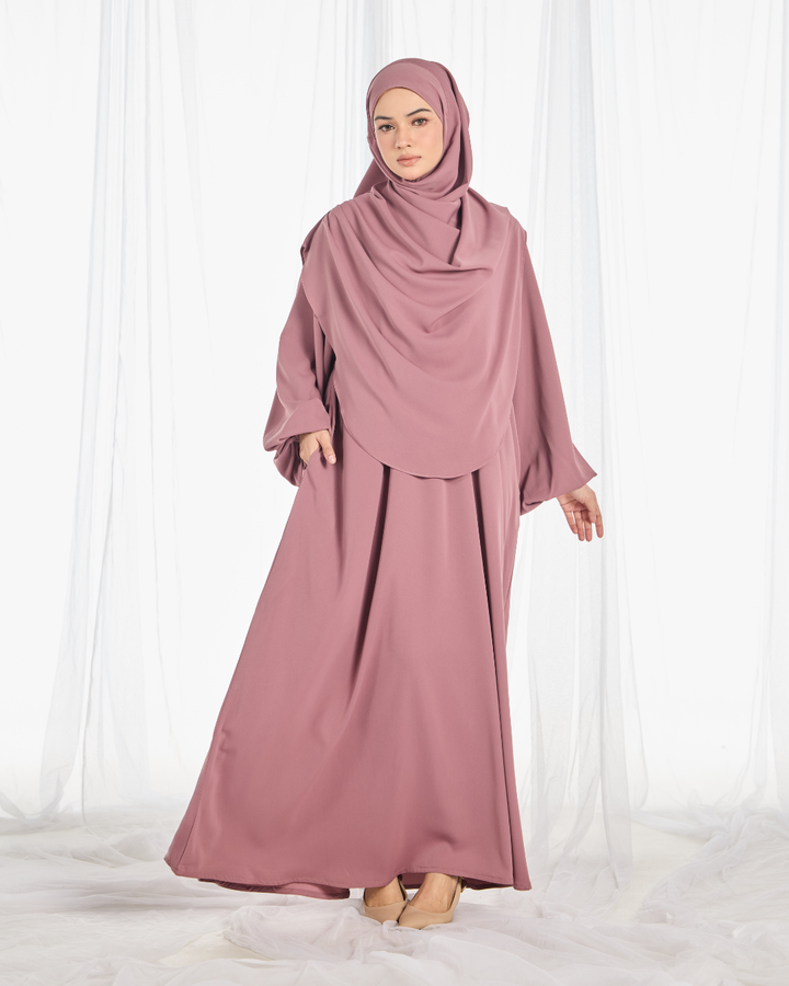 Warda Khimar Umrah Set in Dusty Rose