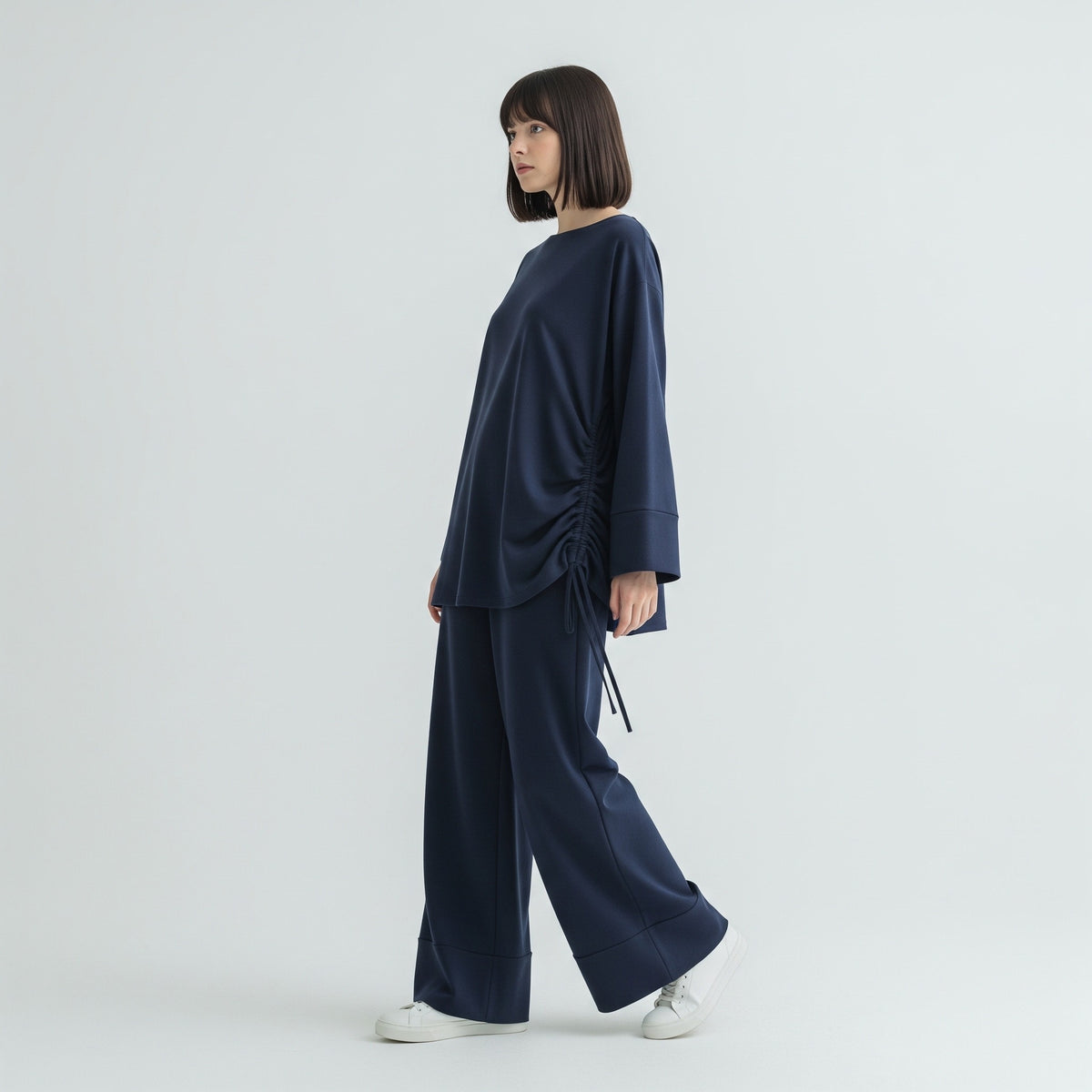 Ziyana Cotton Cinched Blouse and Pants Set